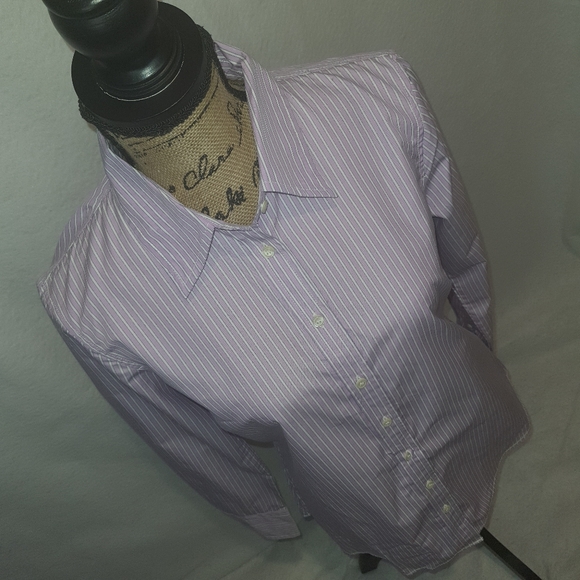 J Crew Women's Classic Cotton Long Sleeve Pinstripe Casual Shirt Violet Purple M - Picture 5 of 9